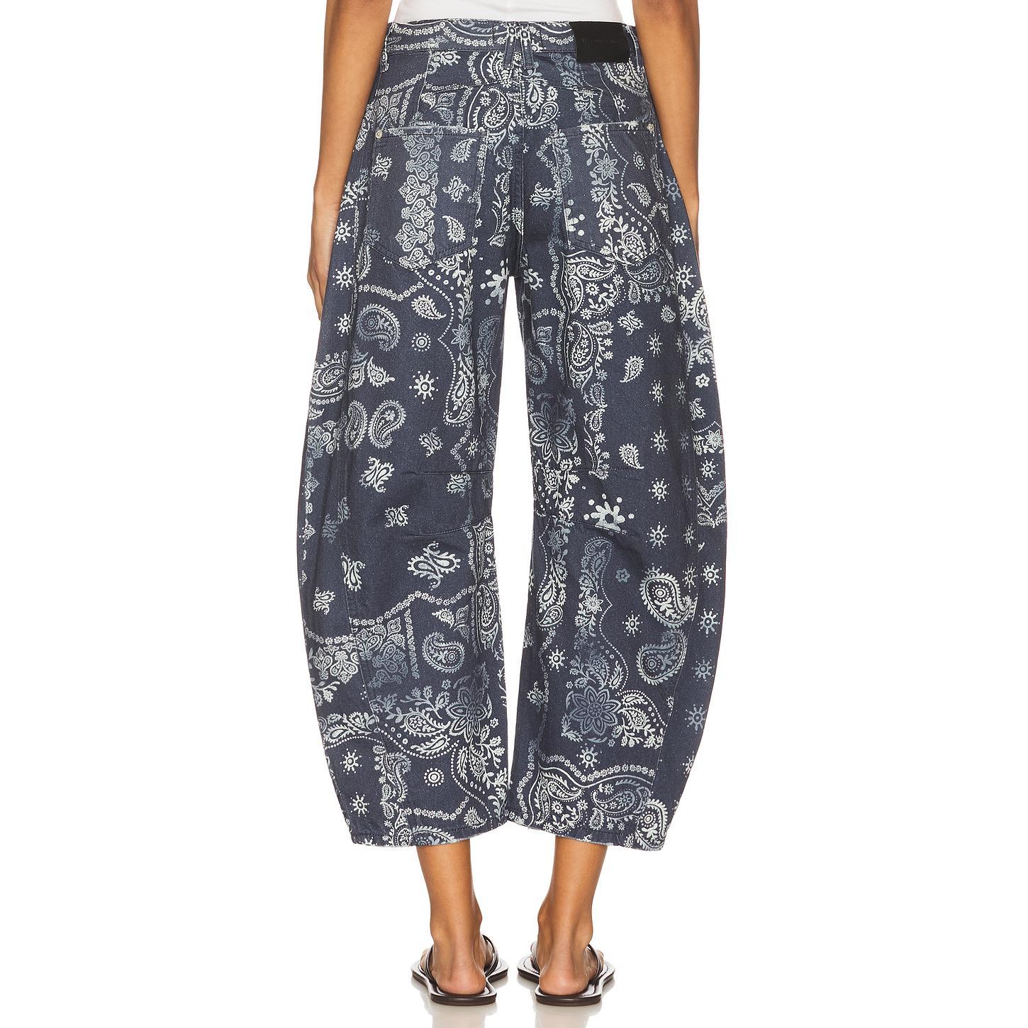 Free People x We The Free Good Luck Printed Mid Rise Barrel In Brown