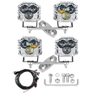 4-pack Spotlights with Mounting Brackets flashing switch Kit For Wrangler JK/JKU