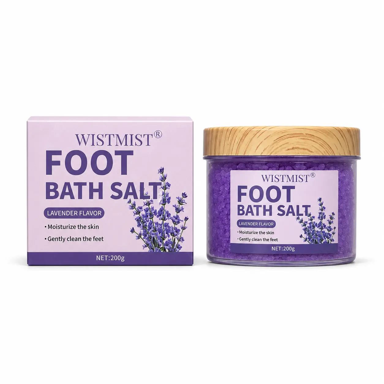 Foot Bath Salt - Lavender Flavor, 200g, Moisturizes Skin, Gently Cleans Feet, Relaxing Foot Care