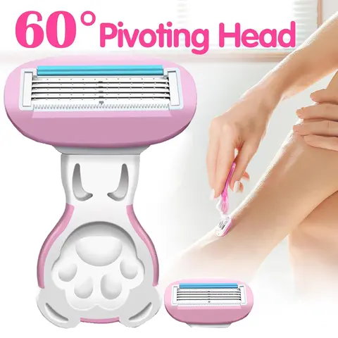Women's 5-Blade Lightweight Manual Travel Shaver for Adults, All Skin Types Shaving Products - 1 Handle + 2 Cartridges for On-the-Go Smooth Hair Removal
