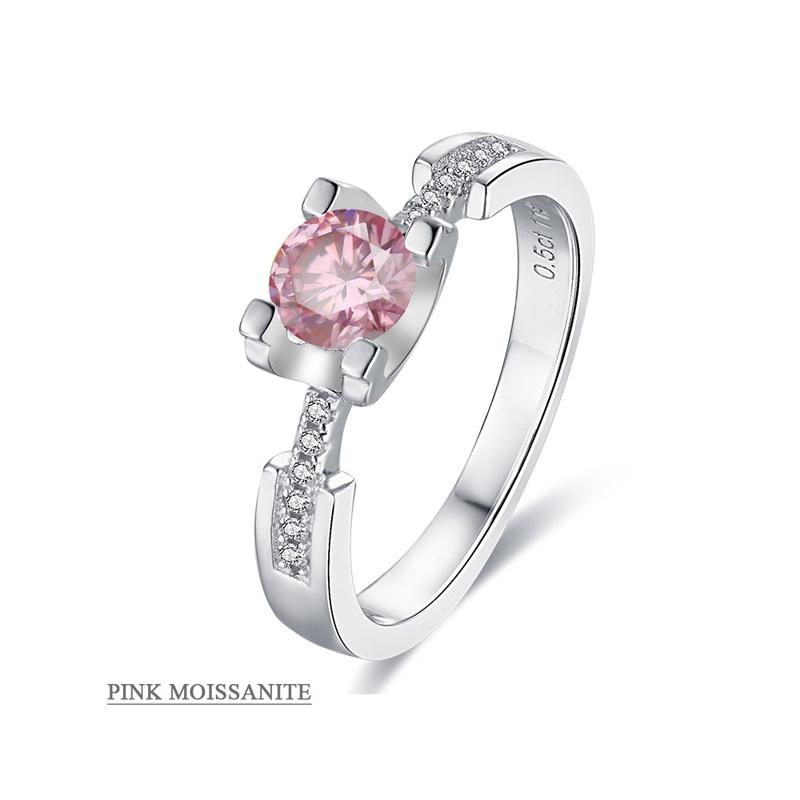 0.5 Carat Moissanite Engagement Ring Sterling Silver 925 Prong Setting Classic Solitaire Ring for Women,Light Luxury Bridal Jewelry Valentines Day Gift Proposal Present For Her