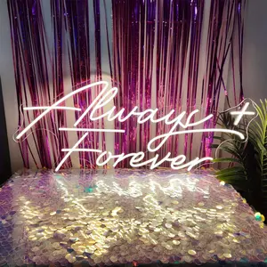 Warm Glow Always  Forever Cursive Neon LED Sign, Perfect for Valentine's Day, Mother's Day, wedding season and Christmas decoration，USB Operated Lawn Wedding Ceremony Backdrop Decor, Perfect Wedding Gift For Bride Groom,  Bedroom Hanging Light