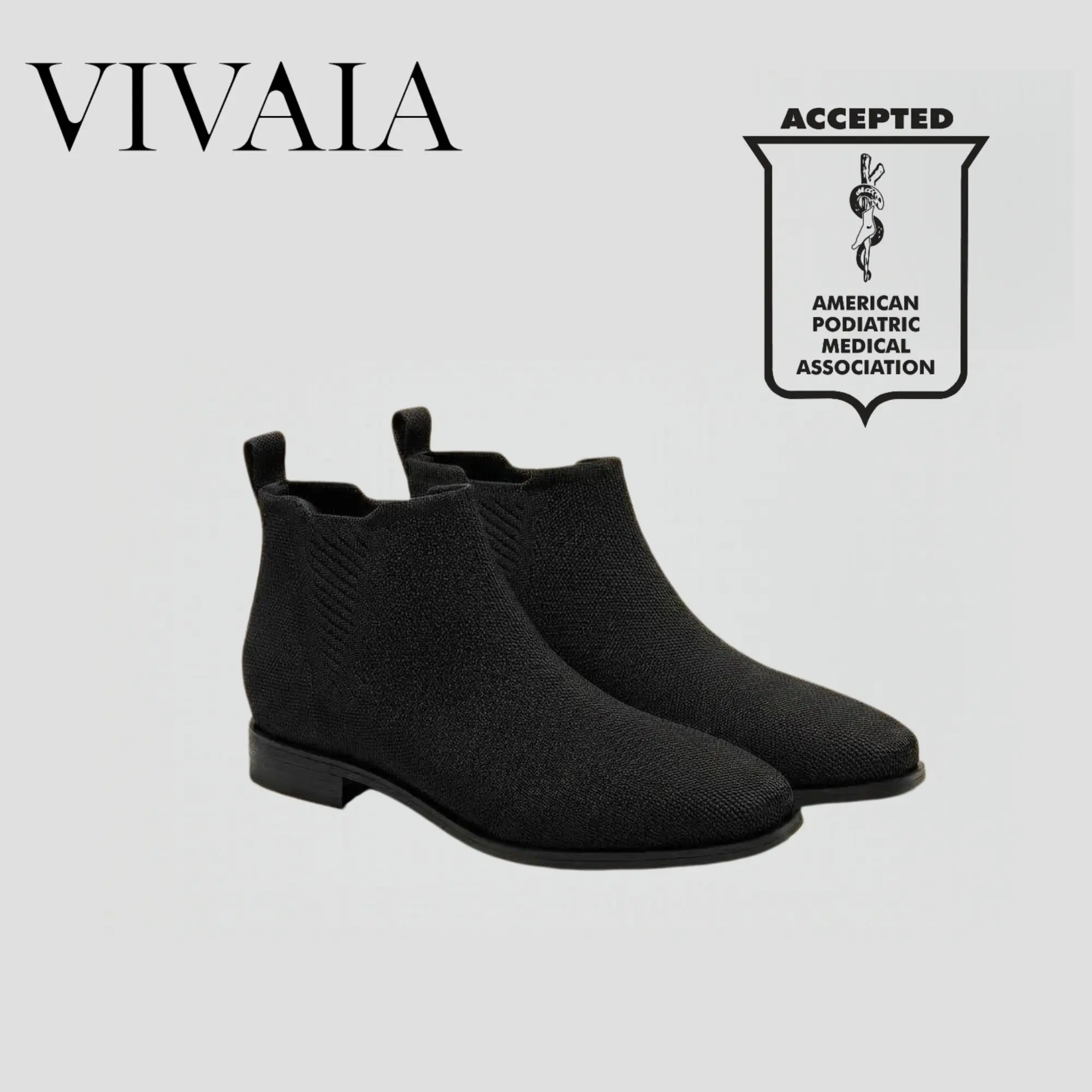 VIVAIA Ryan Women's Square-Toe Chelsea Boots, Water-Repellent Knit Footwear with Arch Support & Sugarcane EVA Sole, Slips On in Seconds