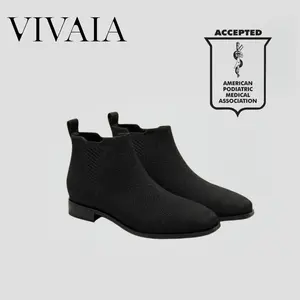 VIVAIA Women's Ryan Slip-On Chelsea Arch Fit Boots, APMA,  Water-Repellent & Warm Square-Toe Boots for Everyday Wear (Ryan Slip-on)