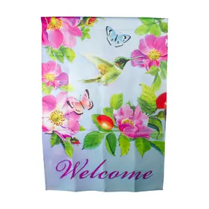 Northlight Welcome Hummingbird Floral House Flag 28" x 40" Northlight Welcome Hummingbird Floral House Flag 28" x 40"