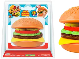 JA-RU Squishy Burger Foodie Fusion Deluxe Fidget Toy – Build Your Own Stackable Sensory Squishie | Slow Rising Stress Relief Squish Toy for Kids, Teens & Adults