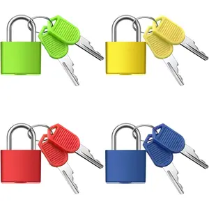 4 Pcs Suitcase Locks with Keys Multicolor Mini Metal Luggage Locks Keyed Padlocks Plastic-Covered Copper Padlocks for Suitcase, Backpack, Boxes Laptop Bag School Locker