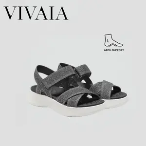 VIVAIA Arch Support Miami Walker Sandals, Dual-density footbed, Wide Feet Friendly Sandals, Cushioned Sandals, Footbed& Ultra Lightweight Rocker Sole for All day Wear Walking& Strolls, Elastic Strap, Platform Sandals, Summer Sandals(Kiara & Kathy)