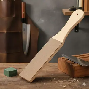 Professional Leather Strop Kit for Knife Sharpening: Double-Sided Handmade Leather Honing Stropper, Portable Tool for Razor, Kitchen & Outdoor Knives Maintenance, Durable Leather Sharpening Strip.