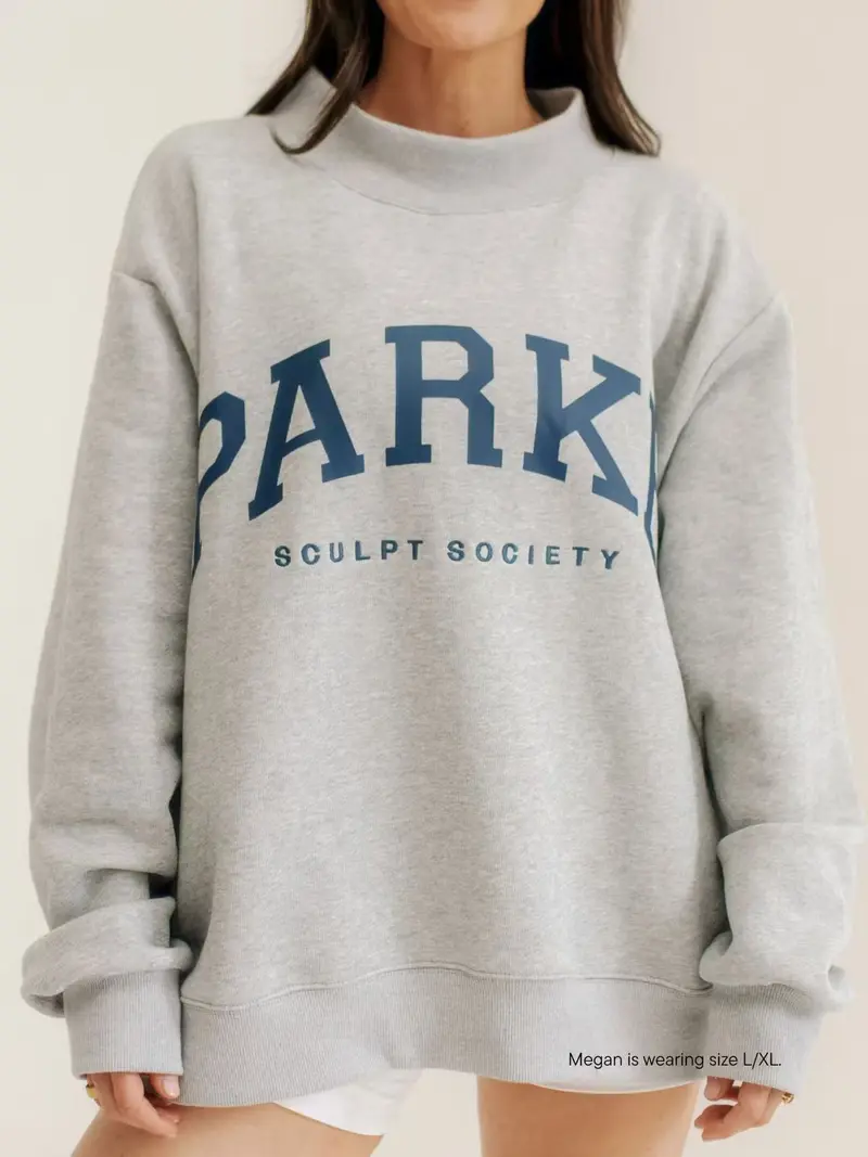 PARKE Classic Letter-Print Women's Loose-Fit Sweatshirt - TikTok Shop