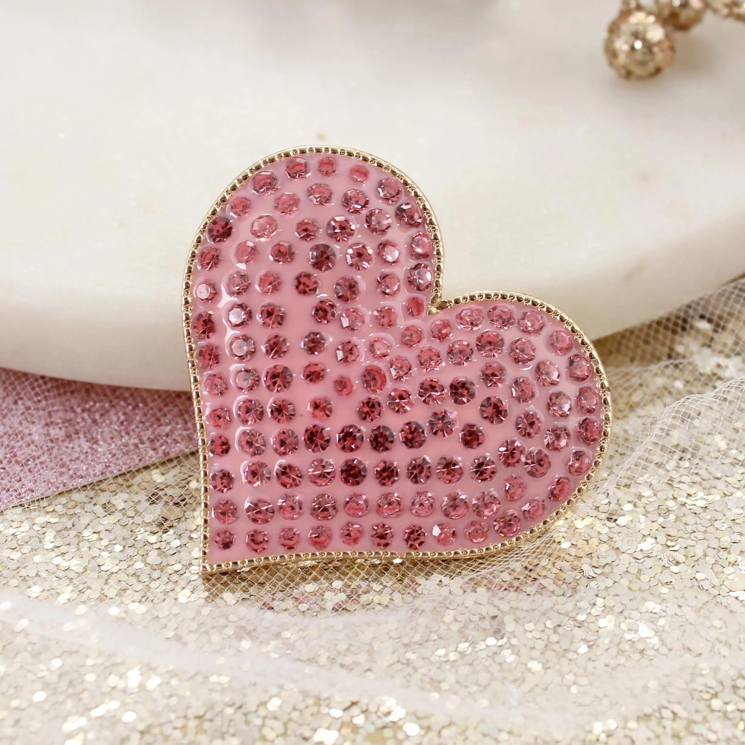 Crystal and Gold Heart Convertible Pin/Pendant