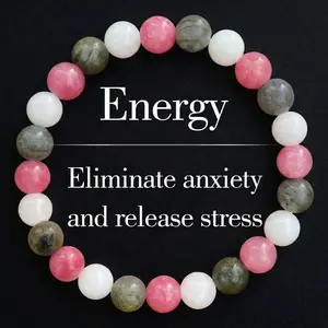 Anxiety Relief Bracelet for Women, Bring Peace And Good Luck Energy, Healing Crystal Beaded Bracelet for Stress & Calming, Handmade Stretch Yoga Jewelry Gift for Mom, Wife, Daughter, Spiritual Self Care Gifts for Her