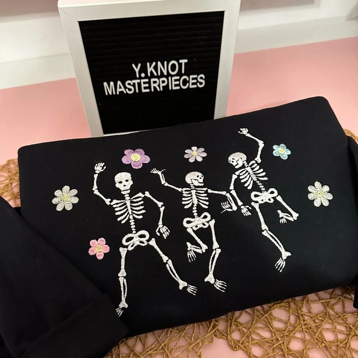 Floral skeleton embroidered sweaters