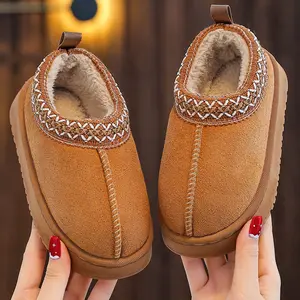 Children's Boots Autumn Winter Soft Sole Fashionable Simple for Boys Girls Indoor Home Fur Slippers Bag Heel 2025 New Snow Boots 3-4 Years