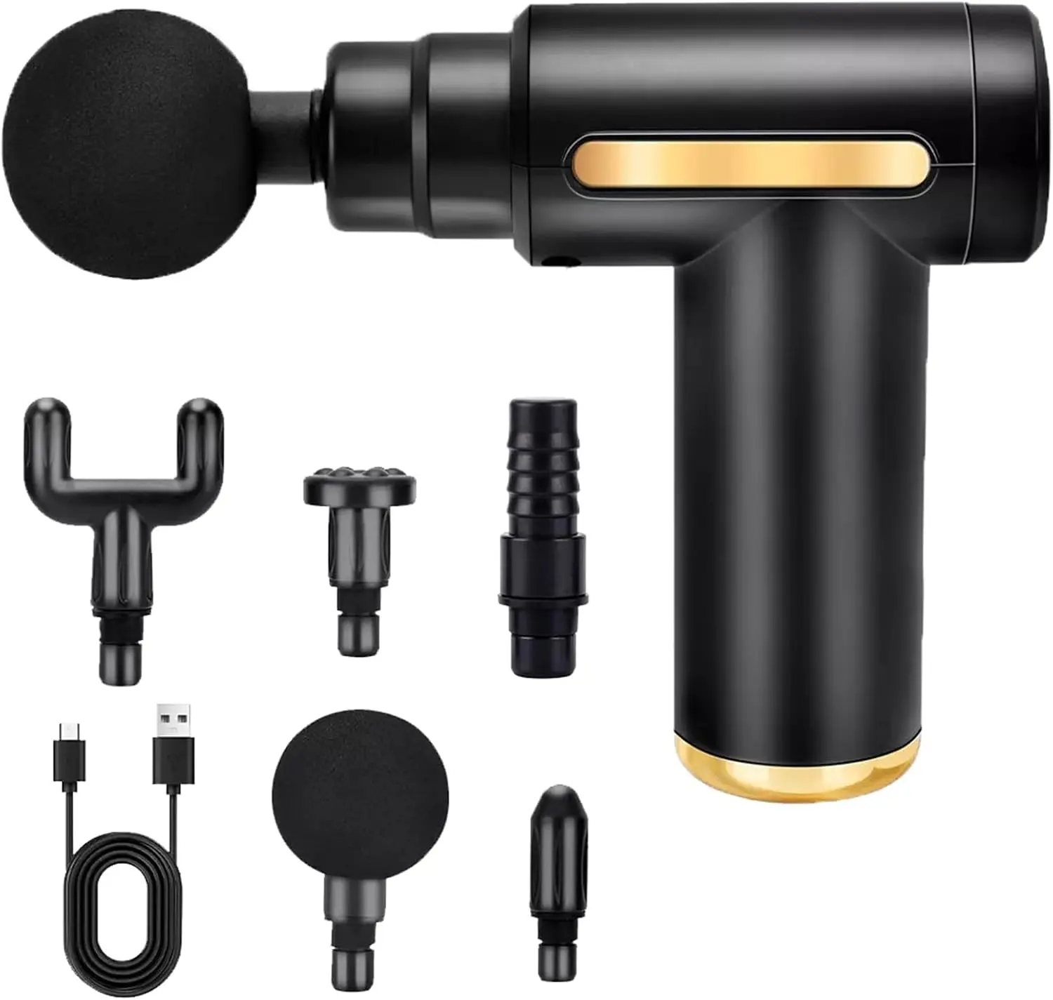 Portable Mini Massage Gun, Deep Tissue Percussion Muscle Massager with 6 Speeds & 4 Massage Heads, Type-C Rechargeable Handheld Massager for Muscle Relaxation & Pain Relief, Gym Office Home Use