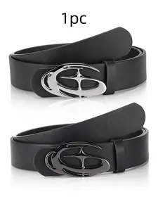 Punk Style Y2K Men's Belt, Fashion Street Punk Silver Color Buckle Jeans Waistband, Adjustable Casual Belt, Unisex Gift for Friends Birthday