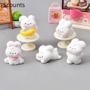5-Piece Set Polite Rabbit Figurines, Resin Desktop Statue Decorations for Home Office Car, Perfect for Christmas Halloween Easter Thanksgiving, Cute Collectible Decorative Figurines
