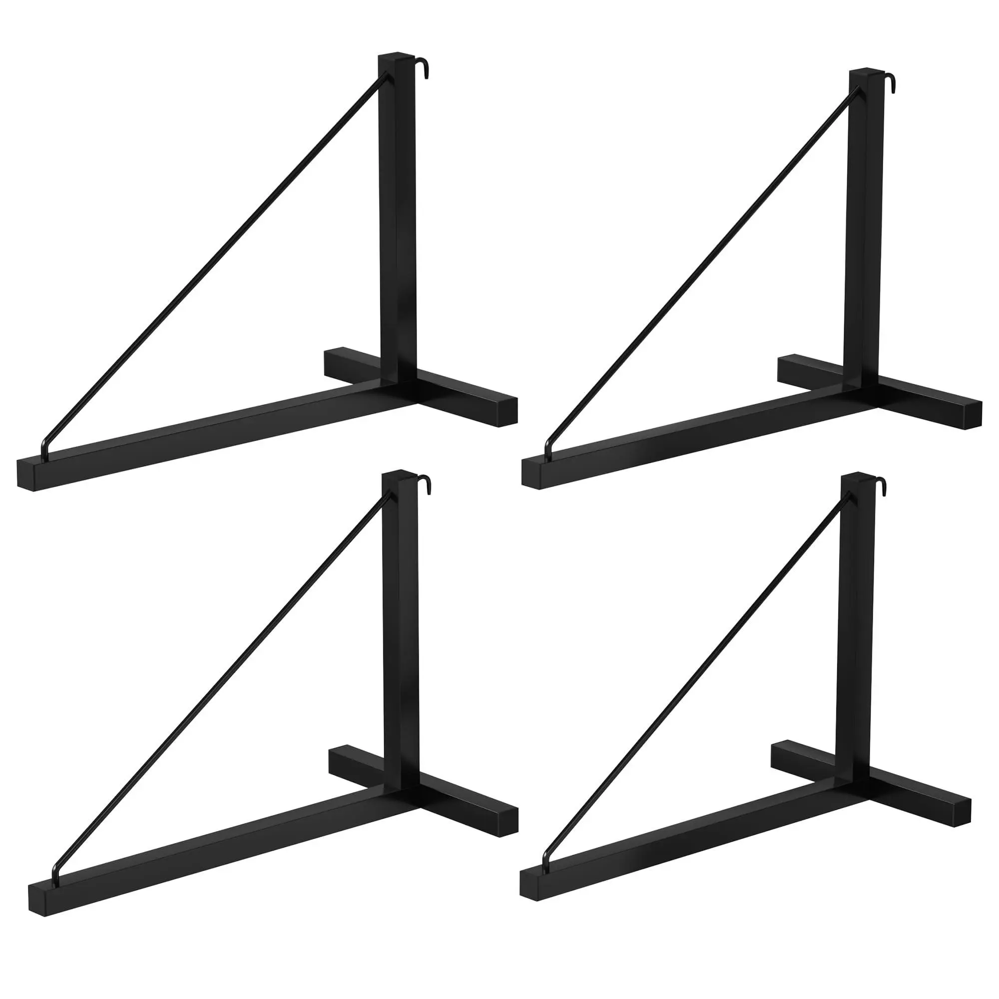Adjustable Heavy-Duty Metal Shelf Brackets (Set of 4) for Workshop & Shipping Containers, 1/3 Tier Container Shelves, 1100 kg Load Capacity, D-Ring Hooks, Rust-Proof Powder-Coated Steel