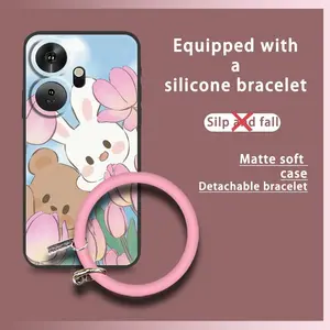 Soft Case Back Cover Phone Case For Itel P55+/P55 Plus Solid Color Youth Anti-knock Cute Waterproof Bracelet Ring Personality Protective Cartoon Creative Dirt-resistant Funny