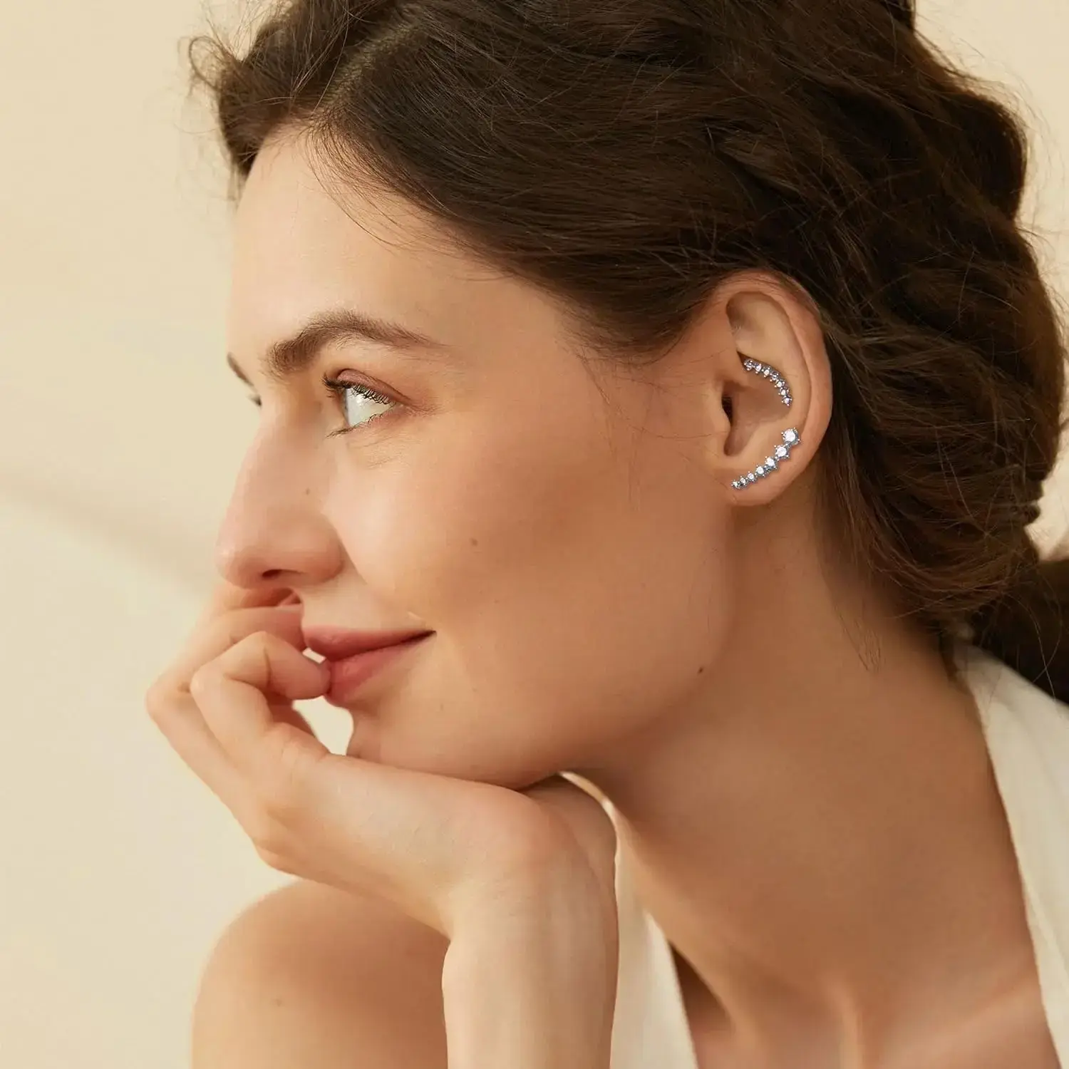 16G Pillar Cartilage Women's Earrings 18K White Gold Low Sensitivity Flat Back Earrings Opal CZ Earrings Cartilage Conch Spiral Perforated Jewelry 16G Pillar Cartilage Women's Earrings 18K White Gold Low Sensitivity Flat Back Earrings Opal CZ Earrings Cartilage Conch Spiral Perforated Jewelry