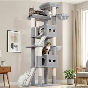 Heavy Duty 83in Tall Cat Tower for Big Cats, Reinforced Base Multi-Cat Condo with Scratching Boards, Stable & Durable for Maine Coons