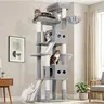 DESKAT 83 Inch Heavy Duty Cat Tree - Cozy Kitten Condo Playground for Large Cats, Multi-Level Activity Center with 2 Deep Hammocks, 2 Top Perches, 6 Sisal Posts, Stable for 3am Zoomies