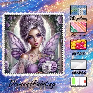 DIY 5D Flocking Diamond Painting Kit, AB Drills, Fairy Dust Drills, Crystal Drills, Fairy, Butterfly, Rose, Diamond Embroidery, Special Craft Art Kit, Wall Decoration, Gift for Family, Lover, Friends, Diy Kits