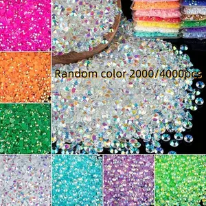 3mm/4mm/5mm Transparent Ab Resin Flatback Glitter Rhinestones, Bulk Sparkling Gems for DIY Nail Art, Mugs, Bottles, Crafts, Jewelry Making