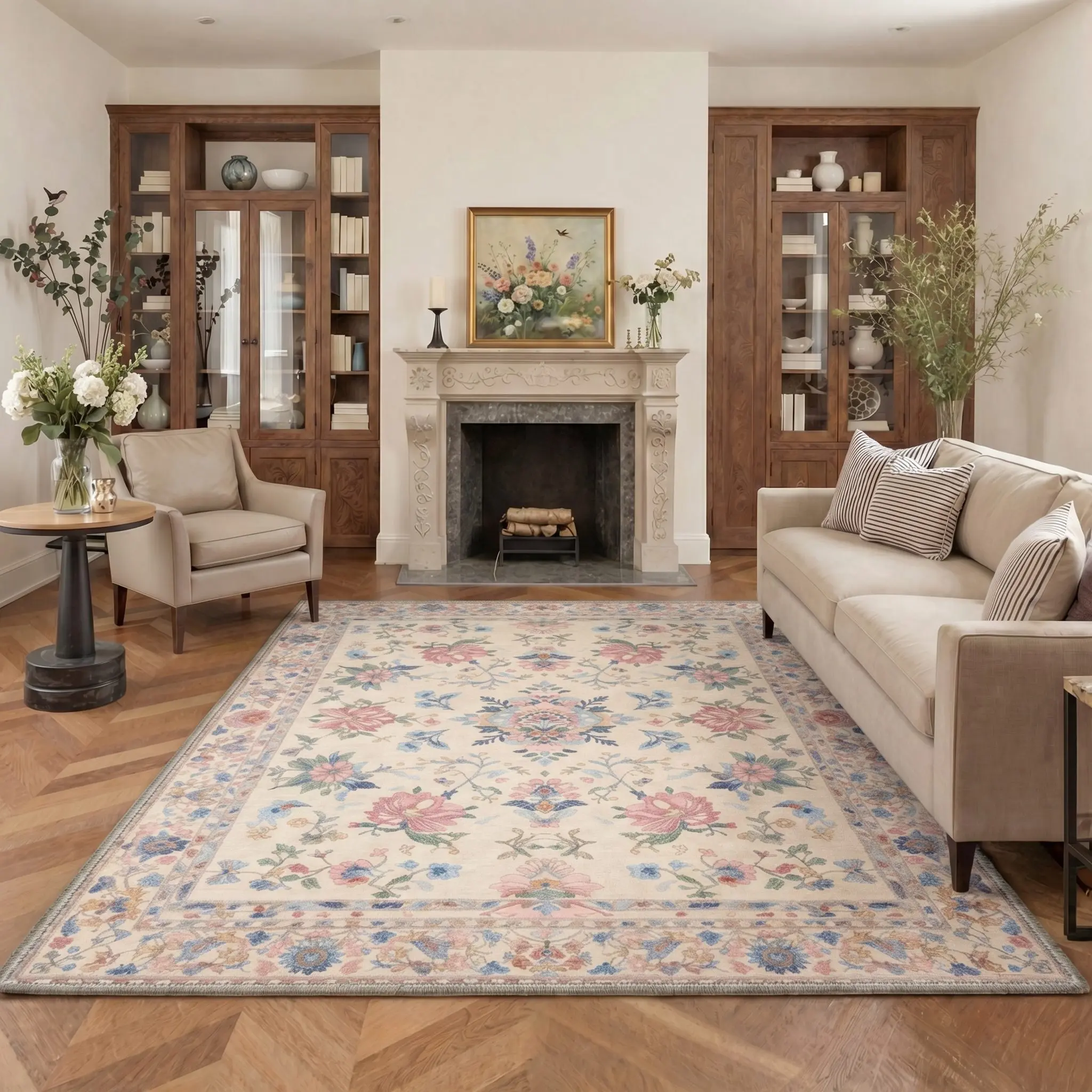 【Deals For You Days】GENIMO Area Rug – Pet Friendly, Soft, Machine Washable, Non-Slip Area Rug, Perfect Carpet for Living Room, Bedroom, Kitchen, Hallway, Modern Stylish Home Decor ,ARP2608-PETAL