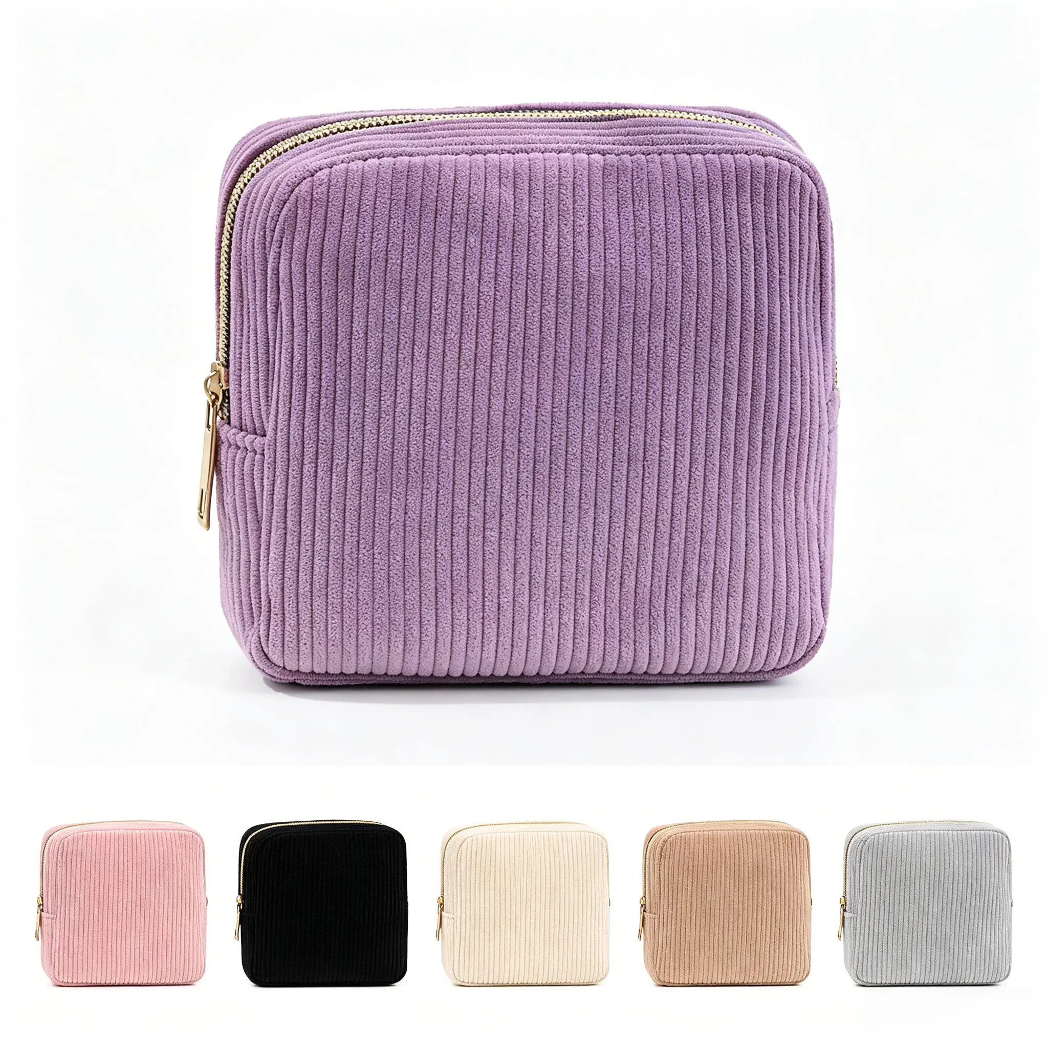 Corduroy Sanitary Napkin Storage Pouch, Portable Tampon Organizer Bag, Multi-color Zippered Cosmetic & Period Care Case, Soft Travel Organizer for Feminine Products, Daily & On-the-Go Use