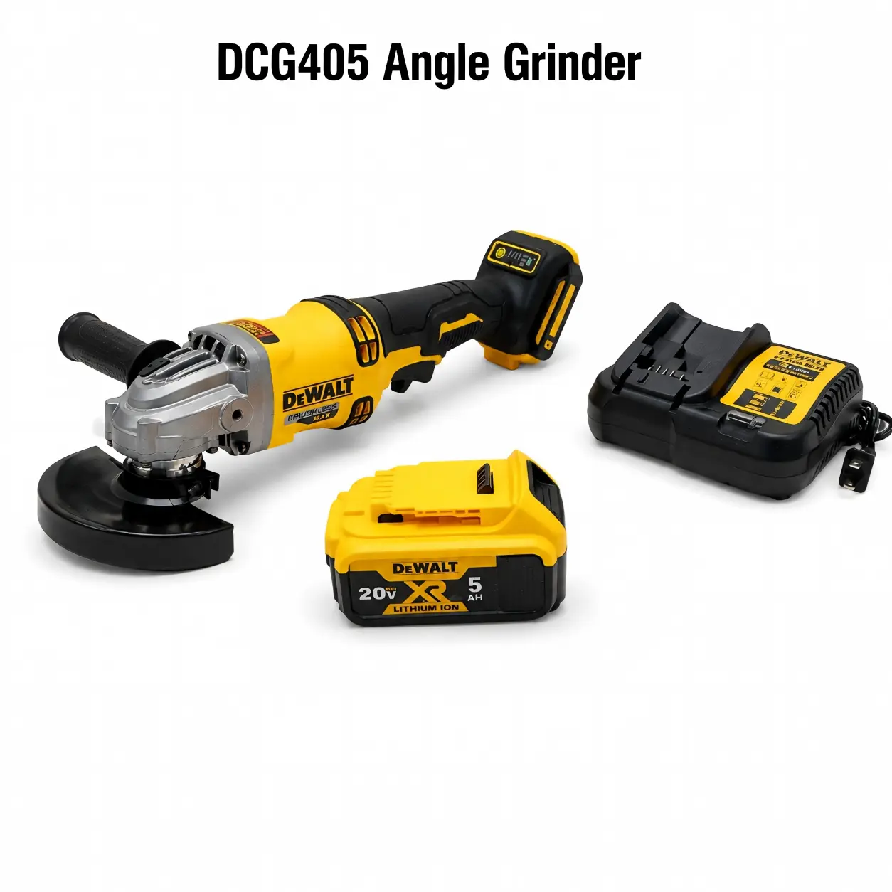 DEWALT DCG405 Angle Grinder, 125mm Wheel Diameter, M10-M14 Spindle Thread, 9000 RPM High-Speed Cutting Tool for Metal & Stone Fabrication, Caulk Remover, Glass Glue Remover brushless