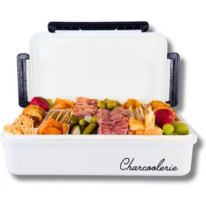 Chilled Snackle Box, Divided Serving Tray, with Ice Pack and Bonus Insulated Carry Bag, Leak-Resistant 4-Latch Lid, 16 Compartments, Keeps Snacks Cold for Hours, Gift-Ready Packaging