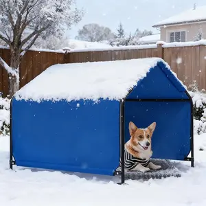 Versatile Outdoor Pet Shade Shelter Canopy Tent for Dogs Cats Small Animals Livestock, 4'x4'x3' Waterproof Sun Protection Blue