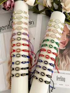 Rhinestone & St. Jude Decor Braided Bracelet Set, Fashionable Adjustable Bracelet for Women & Men, Trendy All-match & Exquisite Jewelry for Birthday Gift, Stackable Bracelets