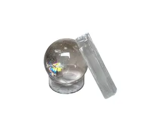 Rainbow Clear Quartz Sphere with acrylic stand and Selenite for Energy Cleansing and Metaphysical Healing, Home Decor, Gift Set including informational cards
