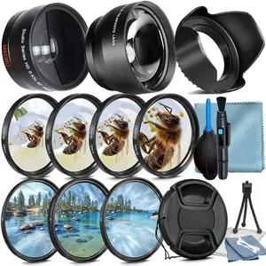 49mm Accessory Bundle for  : R50, R100, M5, M6 Mark II, M6, R10, R7 + Wide Angle + Telephoto Lens + 4 count Close-Up Lens Filter Kit +  (19pc Bundle)