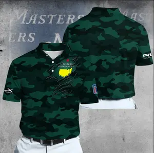 Green Camo Golf Tournament Inspired Polo Shirt for Men – Performance Athletic Golf Shirt, Modern Camouflage Print Design, Breathable Moisture Wicking Fabric, Championship Style Sportswear, Lightweight Summer Course Outfit, Golfer Gift