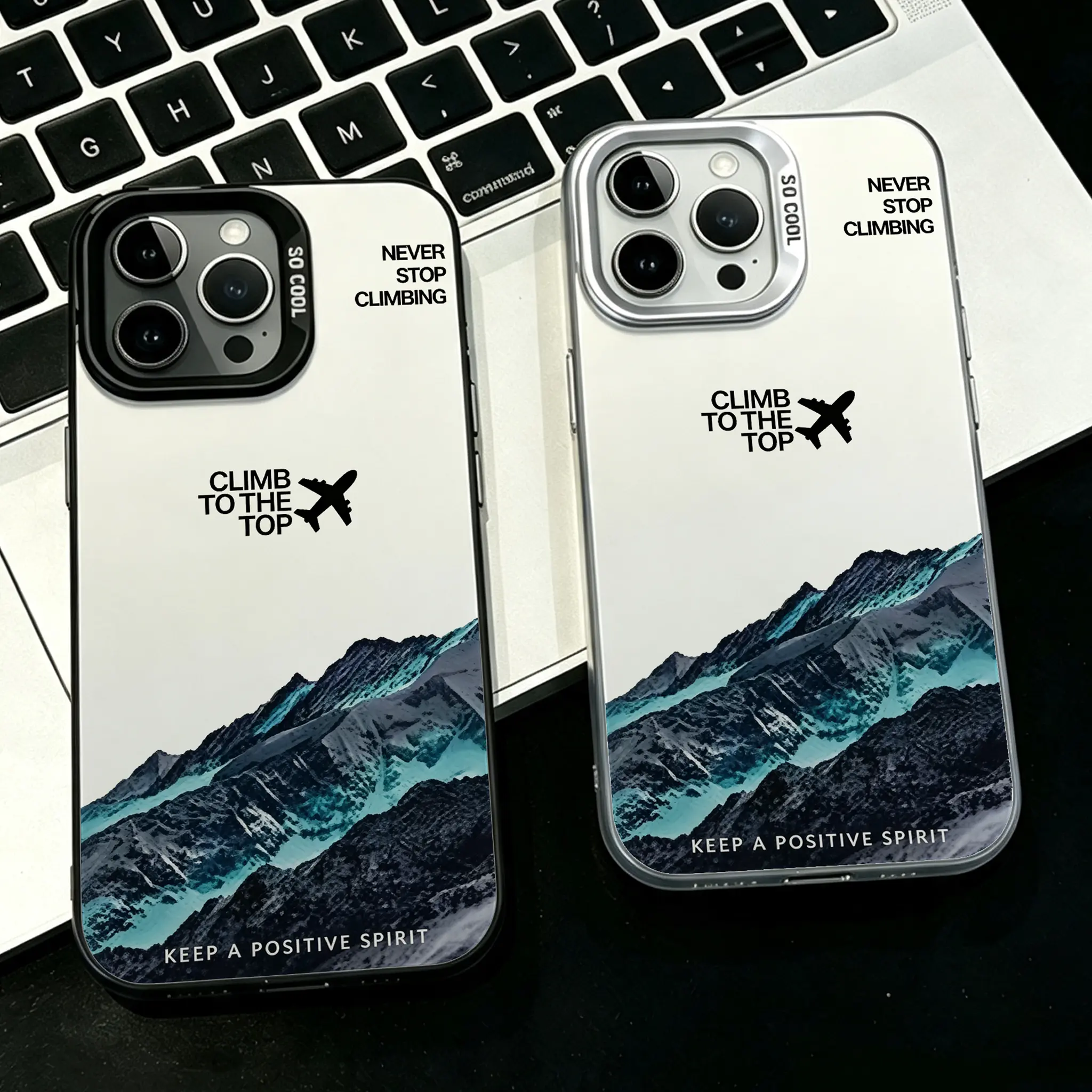 Mountain Peak Motivational Phone Case for iPhone 17/16/15/14/13/12/11 Pro Max & Samsung S– Shockproof Hard PC+TPU Cover with "Climb to the Top" Design, Inspirational Travel-Themed Protective Shell, Perfect Gift for Adventurers