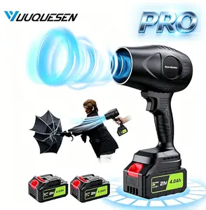 【FathersDayGift】YUQUESEN Cordless Leaf Blower Battery Powered, 300000 RPM High Speed Jet Fan Blower with 2x 4.0Ah Batteries & Charger, Handheld Electric Dust Blower & Foldable Pedestal Fan for Lawn Care, Car Drying