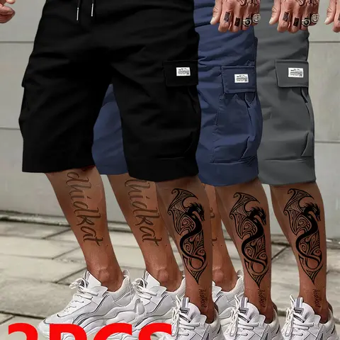 Men's Casual Sportswear Cargo Shorts, Loose Fit Shorts, Comfortable Soft Fabric, Pockets, Elastic Waist Drawstring, Perfect for Spring Summer Fall, Athleisure Casual Shorts, Athletic Shorts