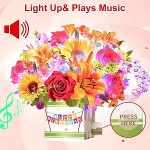 TK HOT Sunflower 3D Pop-Up Birthday Card with Lights & Music – Surprise Gift She’ll Love, for mother, sister, wife ,girlfriend