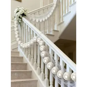 30pcs Giant Pearl String Pendant Decor, White Round Faux Pearl Backdrop Wall Hanging, Wedding Ceremony Decoration, DIY Pearl Garland, Pearl Wreath Stair Decor, White Faux Pearl Christmas Tree Wreath, Party Decoration