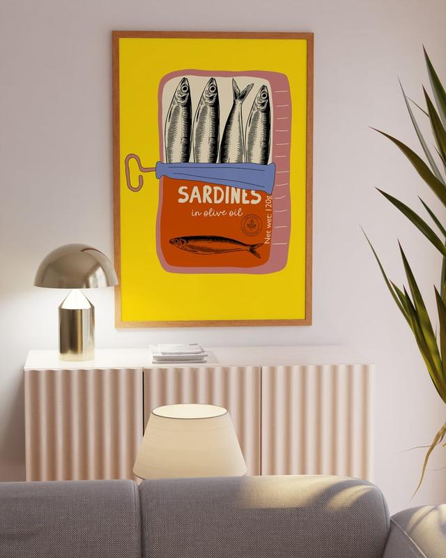 Sardines Wall Art Print, Tin Fish Art Print, Sardines Tin Print, Colorful Fish Print, Kitchen Wall Art, Trendy Wall Art, Seafood Wall Art