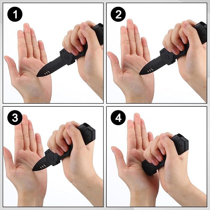 Boao 4 Pieces Retractable Knife Prop False Trick Gadget Toy Disappearing Dagger Fake Plastic Blade for Halloween Fools Day Party