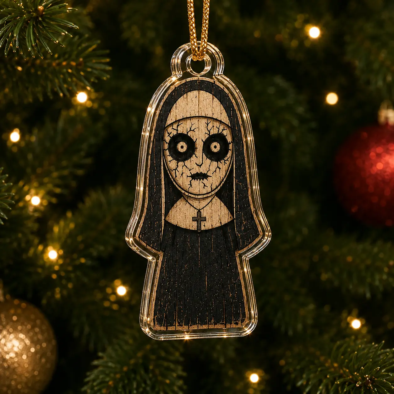 Spooky Horror Acrylic Christmas Tree Hanging Ornament, Festive Home & Party Decoration