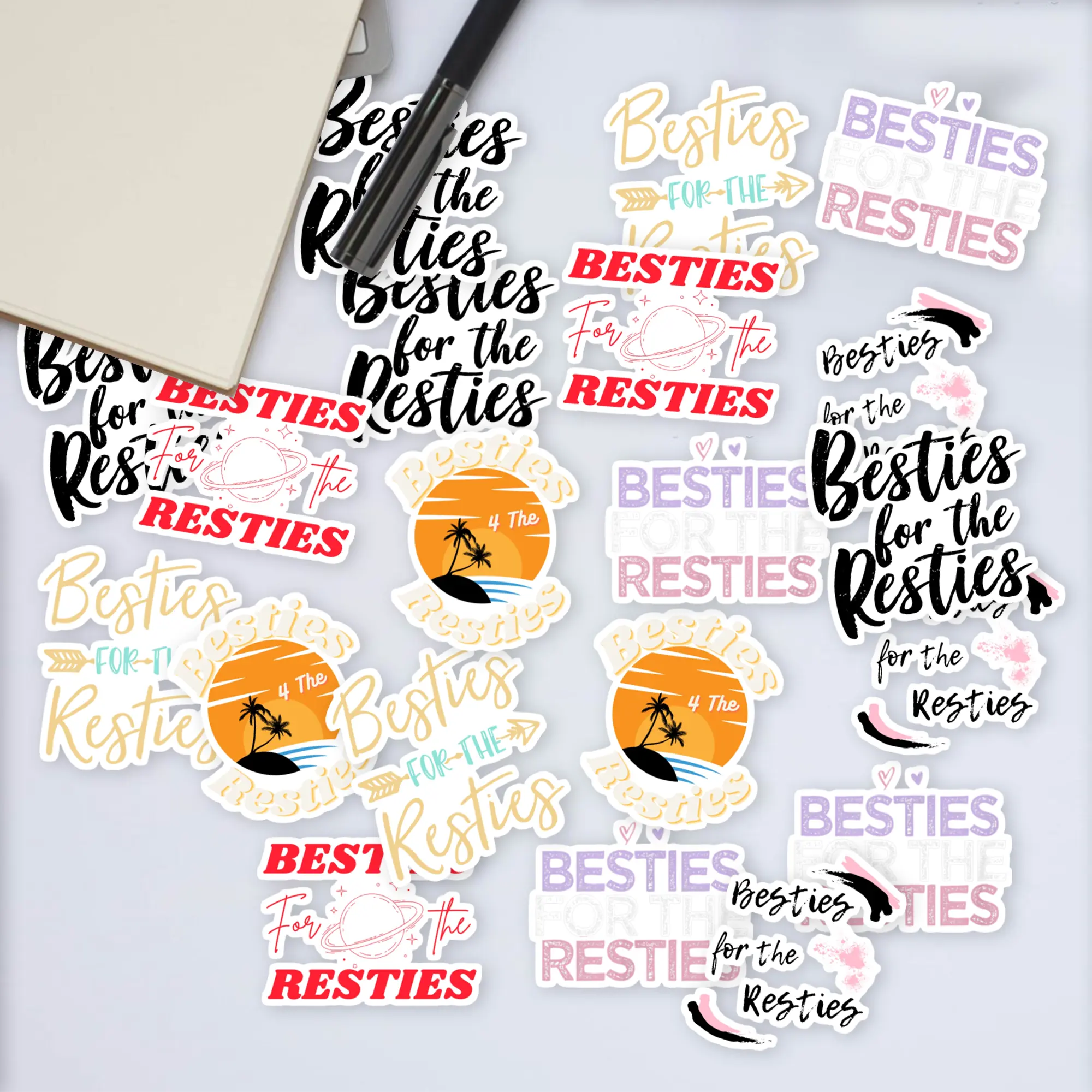 Stickers Pack 20 Pcs Besties Colorful Waterproof Guitar for Bottle Water Bumper The Bike Resties Laptop Aesthetic Luggage Vinyl Car Skateboard