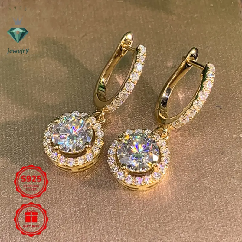 S925 Silver Needle Sparkling Short Round Exquisite Moissanite Earrings, Light Luxury Shining Elegant Earrings, Party High Beauty Dazzling Earrings jewelry non tarnish jewelry magnetic earrings earring stacks