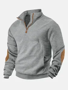 Autumn new men's knitted polo hoodie, men's close-fitting simple and comfortable sports hoodie, suitable for outdoor leisure sports, casual dress, men's pullover hoodie, Athletic Hoodies