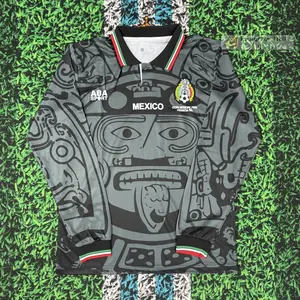 1998 Mexico Soccer National Team Home BLACK Nostalgia Soccer Jersey #2 Suarez #3 Sanchez Classic Breathable Quick Dry Soccer Jersey