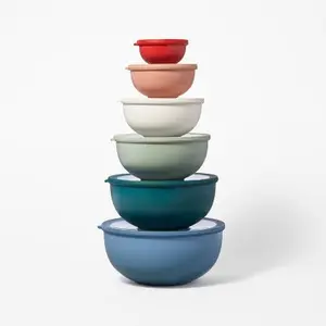 12pc (set of 6) Plastic Mixing Bowl Set with Lids - Figmint
